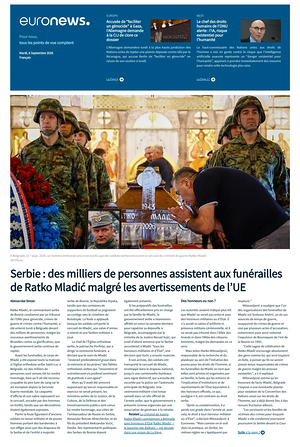Prima pagina EuroNews (French) di oggi - Quotidiano estero