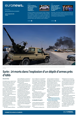 Prima pagina EuroNews (French) di oggi - Quotidiano estero