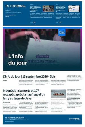 Prima pagina EuroNews (French) di oggi - Quotidiano estero