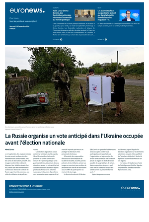 Prima pagina EuroNews (French) di oggi - Quotidiano estero