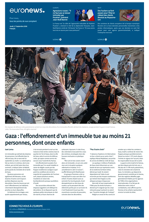 Prima pagina EuroNews (French) di oggi - Quotidiano estero
