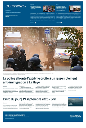 Prima pagina EuroNews (French) di oggi - Quotidiano estero