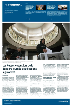 Prima pagina EuroNews (French) di oggi - Quotidiano estero