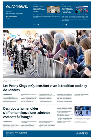Prima pagina EuroNews (French) di oggi - Quotidiano estero