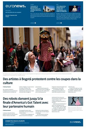 Prima pagina EuroNews (French) di oggi - Quotidiano estero