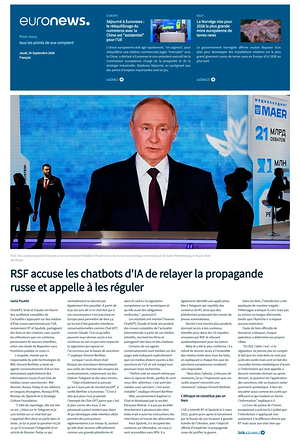 Prima pagina EuroNews (French) di oggi - Quotidiano estero