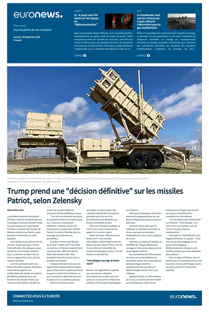 Prima pagina EuroNews (French) di oggi - Quotidiano estero