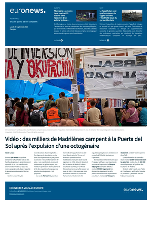 Prima pagina EuroNews (French) di oggi - Quotidiano estero