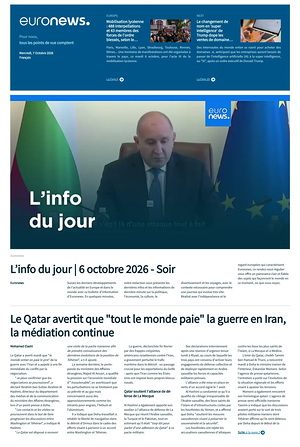 Prima pagina EuroNews (French) di oggi - Quotidiano estero