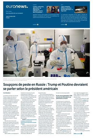 Prima pagina EuroNews (French) di oggi - Quotidiano estero