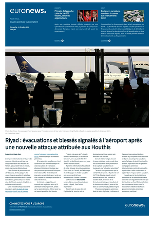 Prima pagina EuroNews (French) di oggi - Quotidiano estero