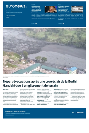 Prima pagina EuroNews (French) di oggi - Quotidiano estero