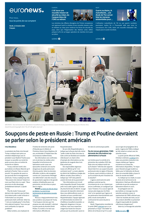 Prima pagina EuroNews (French) di oggi - Quotidiano estero