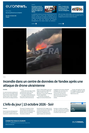 Prima pagina EuroNews (French) di oggi - Quotidiano estero