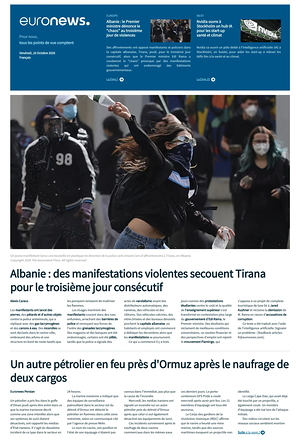Prima pagina EuroNews (French) di oggi - Quotidiano estero