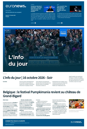 Prima pagina EuroNews (French) di oggi - Quotidiano estero