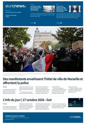 Prima pagina EuroNews (French) di oggi - Quotidiano estero