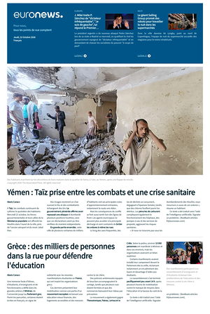 Prima pagina EuroNews (French) di oggi - Quotidiano estero