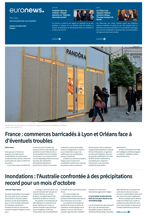 Prima pagina EuroNews (French) di oggi - Quotidiano estero
