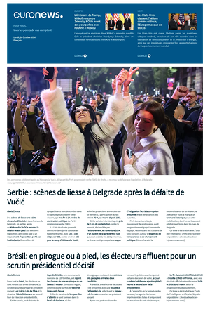 Prima pagina EuroNews (French) di oggi - Quotidiano estero