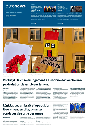 Prima pagina EuroNews (French) di oggi - Quotidiano estero