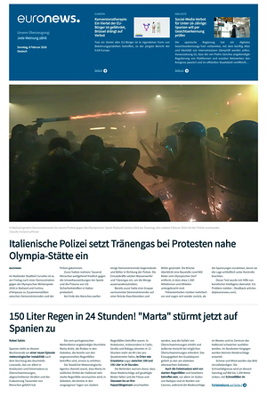 Prima pagina EuroNews (German) di oggi - Quotidiano estero