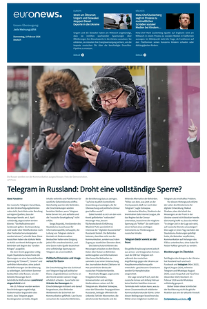 Prima pagina EuroNews (German) di oggi - Quotidiano estero