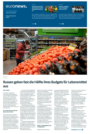 Prima pagina EuroNews (German) di oggi - Quotidiano estero