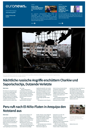 Prima pagina EuroNews (German) di oggi - Quotidiano estero
