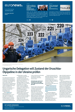 Prima pagina EuroNews (German) di oggi - Quotidiano estero