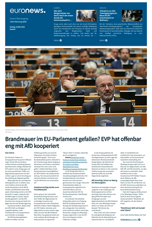 Prima pagina EuroNews (German) di oggi - Quotidiano estero