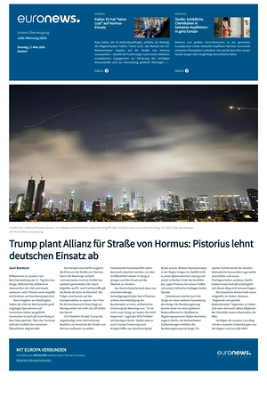 Prima pagina EuroNews (German) di oggi - Quotidiano estero