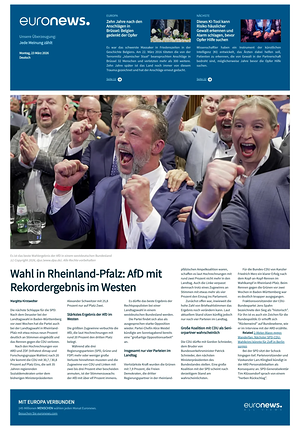 Prima pagina EuroNews (German) di oggi - Quotidiano estero