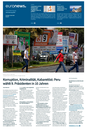 Prima pagina EuroNews (German) di oggi - Quotidiano estero