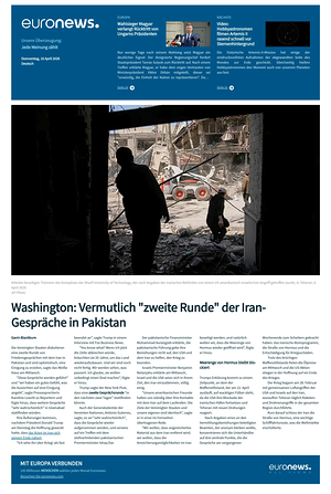 Prima pagina EuroNews (German) di oggi - Quotidiano estero