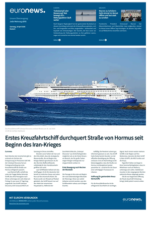 Prima pagina EuroNews (German) di oggi - Quotidiano estero