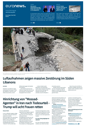 Prima pagina EuroNews (German) di oggi - Quotidiano estero
