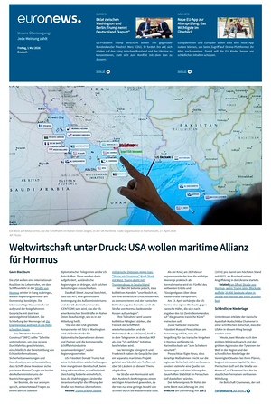 Prima pagina EuroNews (German) di oggi - Quotidiano estero
