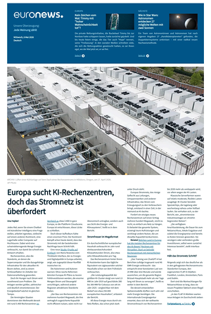 Prima pagina EuroNews (German) di oggi - Quotidiano estero
