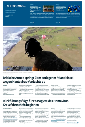 Prima pagina EuroNews (German) di oggi - Quotidiano estero