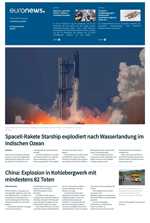 Prima pagina EuroNews (German) di oggi - Quotidiano estero