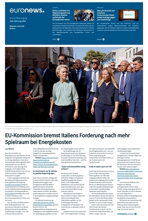 Prima pagina EuroNews (German) di oggi - Quotidiano estero