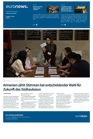 Prima pagina EuroNews (German) di oggi - Quotidiano estero