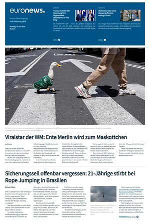 Prima pagina EuroNews (German) di oggi - Quotidiano estero