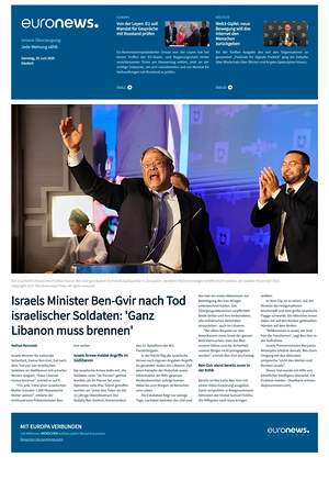 Prima pagina EuroNews (German) di oggi - Quotidiano estero