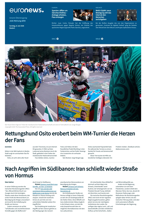 Prima pagina EuroNews (German) di oggi - Quotidiano estero