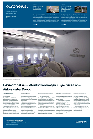 Prima pagina EuroNews (German) di oggi - Quotidiano estero