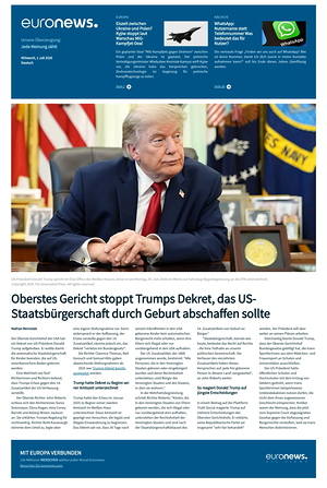Prima pagina EuroNews (German) di oggi - Quotidiano estero