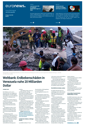 Prima pagina EuroNews (German) di oggi - Quotidiano estero