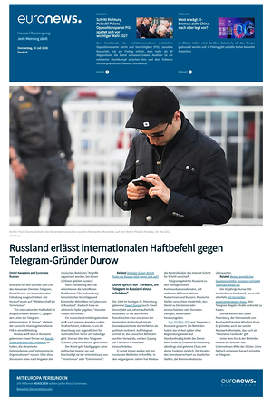 Prima pagina EuroNews (German) di oggi - Quotidiano estero